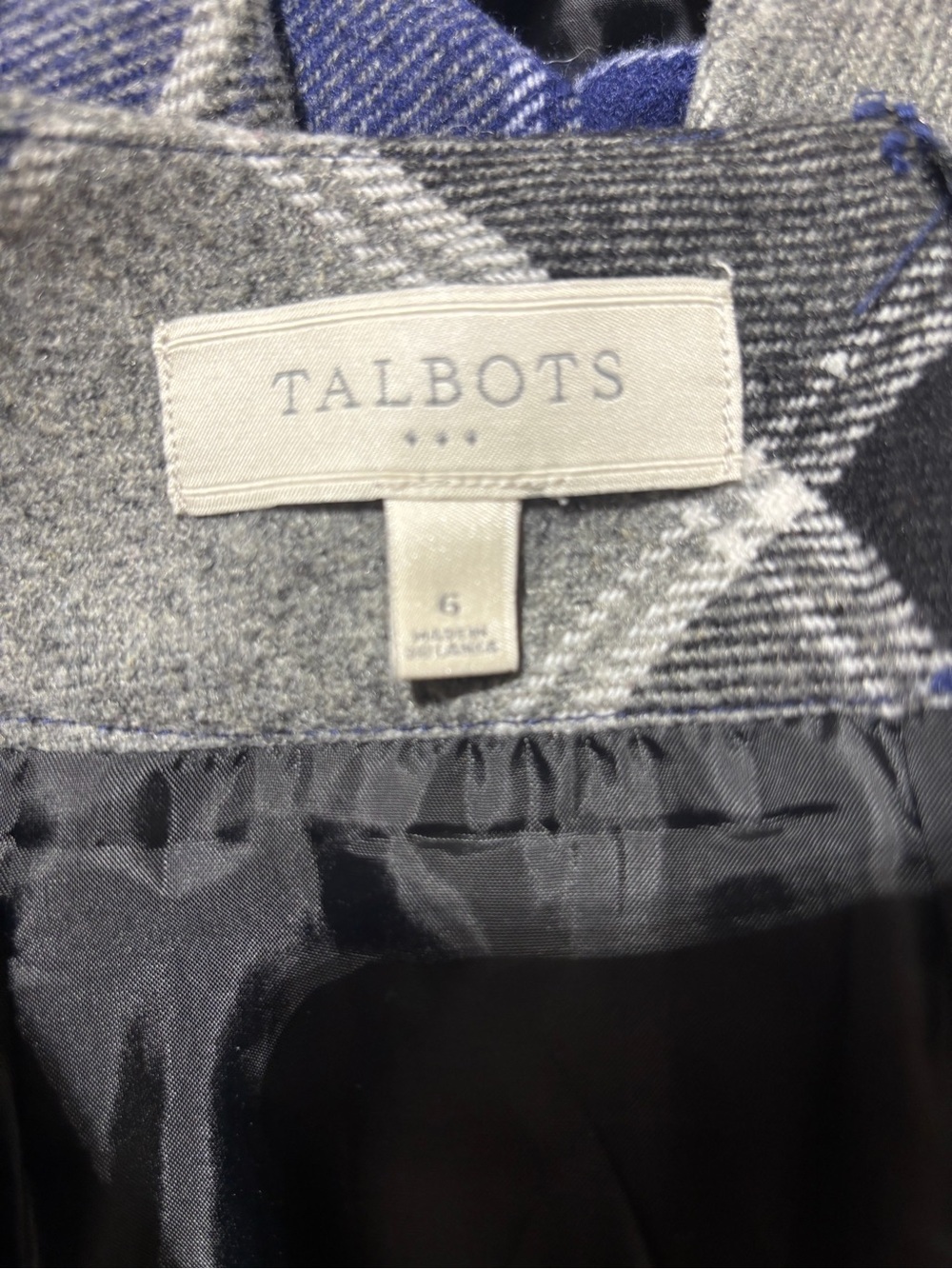 Talbots Navy and Gray Plaid Mini Skirt - Picture 3 of 3